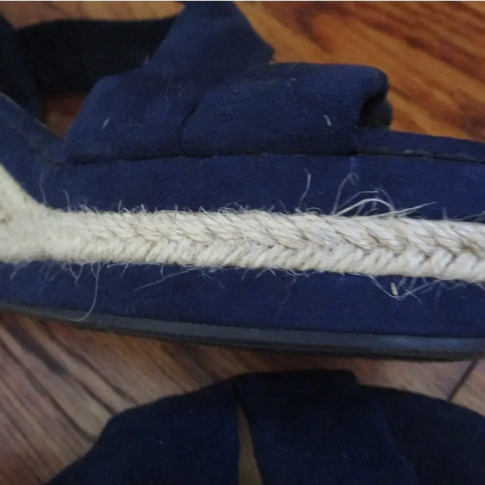 Royal Blue Wedge Espadrille Sandals Size 7 Strappy Open Toe 3in Heel Bohochic
